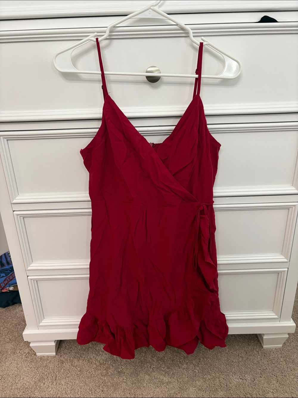 Altar'd State Raspberry Red Mini Wrap Dress